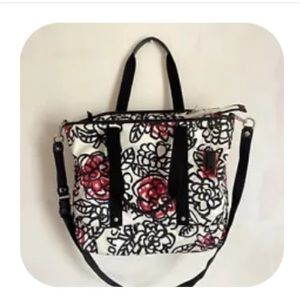 Coach Daisy Kyra Floral Graffiti Tote Poppy F16914 Large Black Pink Ivory